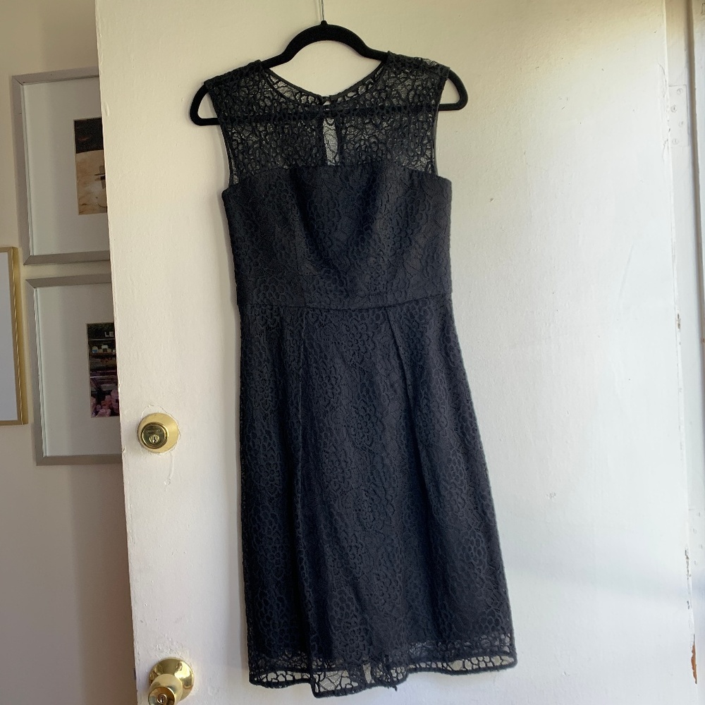 Milly Black Lace Ruffle-Back Dress